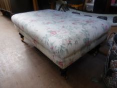 An Upholstered Double Footstool of rose design 96 x 40 x 84 cms.