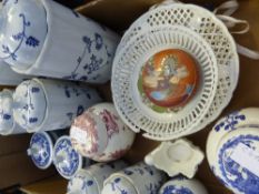 A Miscellaneous Collection of Porcelain including two Masons Ginger Jars together with six blue and