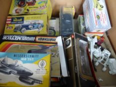 Box of Model Trains and Accessories including H & M Clipper Power Control Unit. Multi pack DC