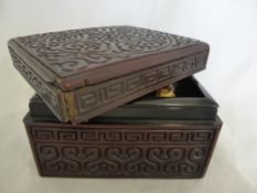 A Red Lacquered Fortune Telling Box, the box containing twelve wooden miniature figures depicting