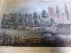 Five hand coloured prints depicting Mitton Church, Bewdley, Shrewsbury and two of Ludlow Castle,