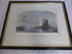 A hand coloured engraving entitled ?Dutch Boats In A Calm?  painted by E W Cooke, engraved by T