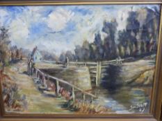 S. Scott, 20th Century Oil on Board depicting `Hallow Lock` signed and dated bottom right together