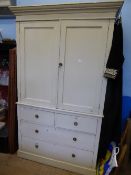 Antique Pine Linen Press, the cream painted press features three shelves enclosed to the top, two