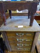 A small antique collector`s chest having four drawers, approx. 31 x 32 x 33 cms. together with a