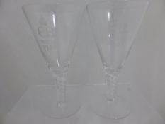 Pair of Stewart Crystal Commemorative Glasses, the glasses commemorate the Coronation of Edward