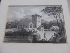 Two black and white watercolours by F.H, F.C, T.C and James Bayliss entitled ""Saint Illtyd`s