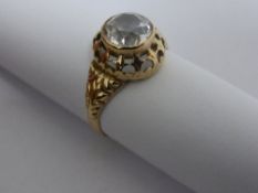 A lady`s 583 14 ct. ring set with a white stone, mm F K, possibly Russian, approx. 2.9 gms.