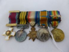 Set of five miniature Great War Medals, including Africa medal Somaliland 1902-1904, Great War