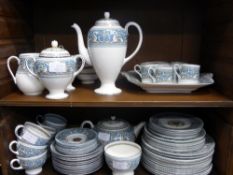 Part Wedgewood Bone China Breakfast Set, comprising six cans, six saucers, two milk jugs, coffee