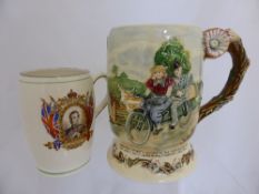 A Crown Devon Musical Tankard, the tankard depicting a couple on a tandem bicycle, the melody is ""