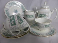 Coalport Bone China Tea Set `Revelry` in the Adam Green design comprising two cake plates, two cups,