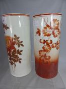 Two early 20th Century Chinese Pillar Vases together with a Hors d` oervres bowl with segmented