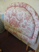An upholstered headboard being decorated in rose touile, approx. 140 cms. wide