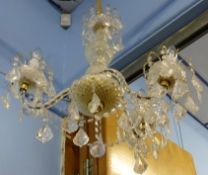 A Cut Glass Chandelier, having three branches.
