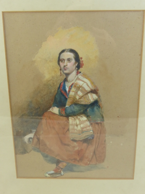Artist Unknown, Watercolour on paper of a Spanish lady, framed and glazed, 36 x 27 cms.