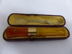 A F Edwards & Co 87 Regent Street London, Amber Cigarette Holder in original case.