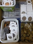 A Box of GB coins, loose and in albums, mostly 20C copper but with a few earlier & silver, eg.