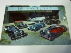 Coloured Photograph by Maurice Rowe, depicting vintage motor cars and aeroplanes, mounted for