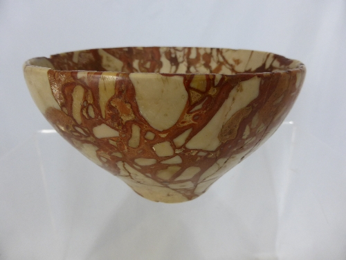 Antique Marbled Bowl From Abydos, made by hand from Breechia or Pudding Stone, Flinders Petrie is