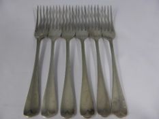 Six solid silver table forks, London hallmarked, dated 1931 / 1932, mm Goldsmith & Silversmith Co.