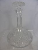 Two Cut Glass Ships Decanters, 26 cms and 28 cms. together with a cut glass port decanter and five