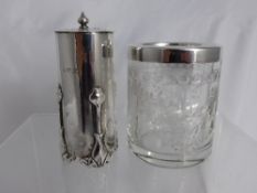 Solid Silver Pepper, Art Nouveau style dated 1926, m.m rubbed together with a cut glass pot with a