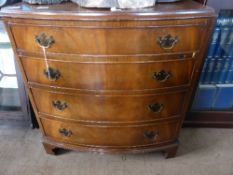 Mahogany Bow Fronted Chest of Drawers, with four graduated drawers. 80 x 47 x 83 cms
