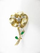 18 ct gold Floral Spray Brooch, the brooch designed and made in Hatton Garden, London, the brooch