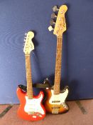 A Fender Squier Strat Electric Guitar, together with a case, serial number CY 99108448 together with