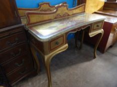 Pair of Decorative Dressing Tables, hand painted with glass protective tops, 102 x 38 x 90 cms.