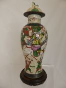 Japanese Satsuma Lidded Vases, crackle glaze depicting warriors in battle and a Japanese Satsuma