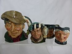 Royal Doulton & Co, four porcelain character jugs including, The Poacher, The Falconer, Granny and