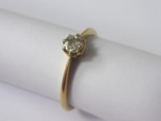 Lady`s 18 ct gold Solitaire Diamond Ring old cut diamond, 2.8 gms, 40 pt Size S.