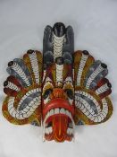 Hand Carved, hand painted Sri Lankan Snake Demon Mask.