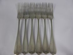 Six solid silver dessert forks, London hallmarked, dated 1931 / 32, mm Goldsmith & Silversmith Co. ,