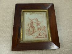 A Gutekunst & Klipstein engraving depicting a heavenly figure and a cherub reading a scroll, 10 x 12