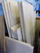 A pair of Neptune double wardrobes, the cream coloured wardrobes being on bases with single