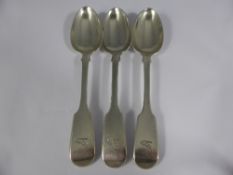 Three Victorian solid silver dessert spoons, London hallmark, dated 1847 / 48, mm Elizabeth Eaton,