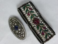 A circa 1910 continental silver and coloured glass bracelet, the 935 hallmarked bracelet with