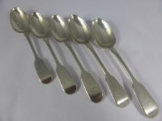 Five Victorian solid silver dessert spoons, London hallmarked, dated 1843 / 44, mm William Eaton,