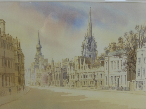 Chris Fothergill, Watercolour on paper entitled `The High`, Oxford. 54 x 33 cms.