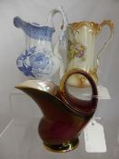 Miscellaneous Porcelain including a Crown Devon water jug, blue and white water jug, Chinese blue