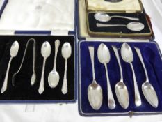 Collection of miscellaneous silver including. five Sheffield grapefruit spoons, two christening