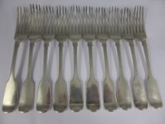 Ten Victorian solid silver table forks, London hallmarked, dated 1843 / 44, mm William Eaton,