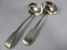 Pair of Georgian solid silver sauce ladles, London hallmarked, dated 1813 / 14, mm Peter & William