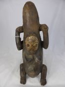 Antique West African Mikonde Belly Mask, the figure depicts both a male and female form. 56 cms.