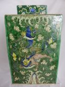 Chinese famille vert porcelain Kangxi tea jar depicting mythological characters amongst blossoms,