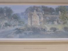 Audrey Hammond, two signed prints depicting Cotswold scenes, including Sudeley Castle 40 x 16 cms,