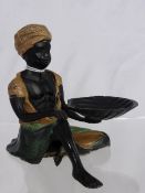 Cold Cast Bronze Figure of a small Black Boy, hand painted and holding a shell.